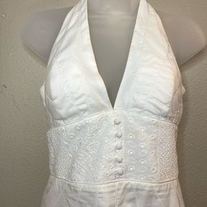 White House Black Market White Eyelet Halter Dress Size 4